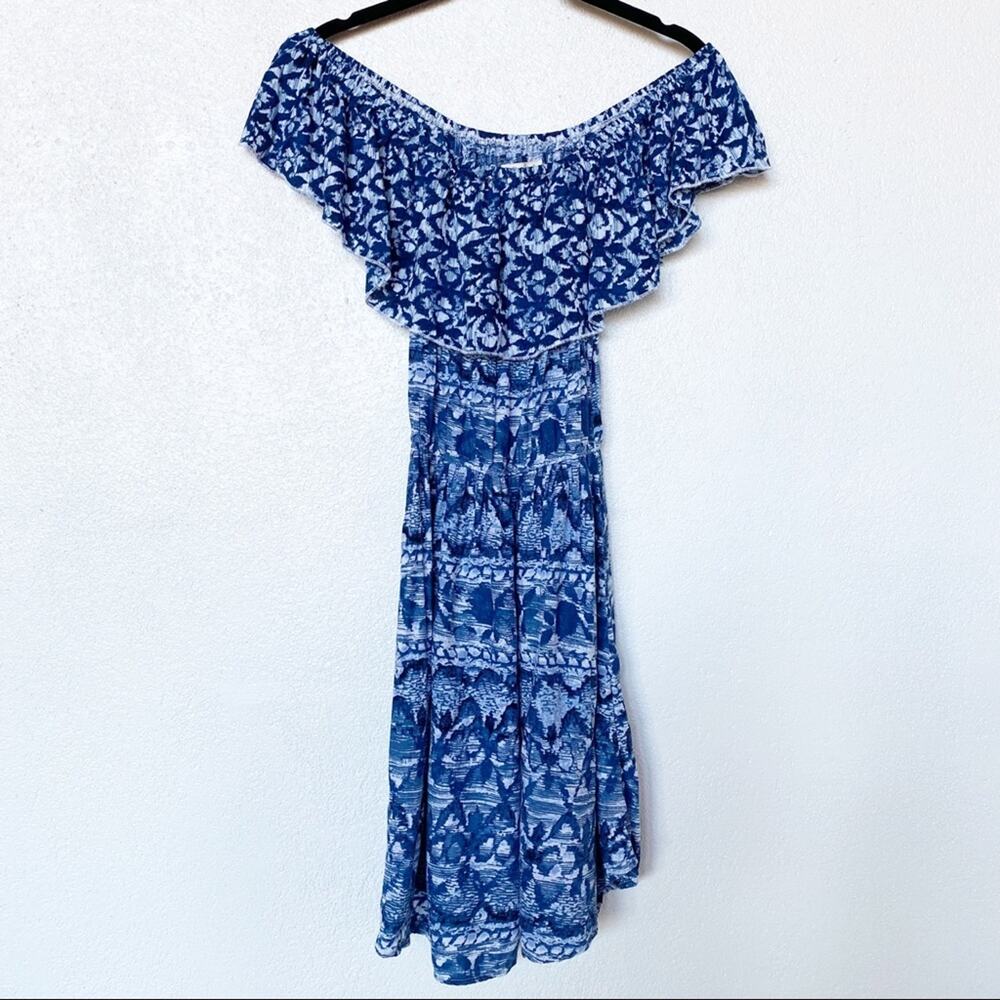 Abercrombie & Fitch Off the Shoulder Aztec Print Blue Dress Size Small